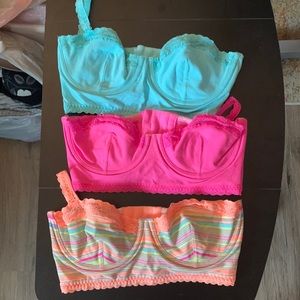 Victorias Secret Convertible Strapless bralettes set of 3